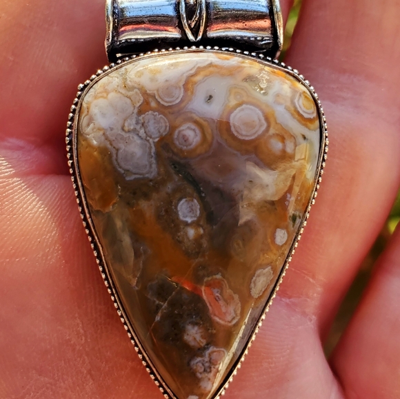 New Ocean Jasper Antique Design 925 Silver Pendant. - Picture 2 of 14